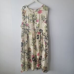 Buykud women's Floral Cotton Sleeveless Pinafore Dress size 2XL Summer Casual